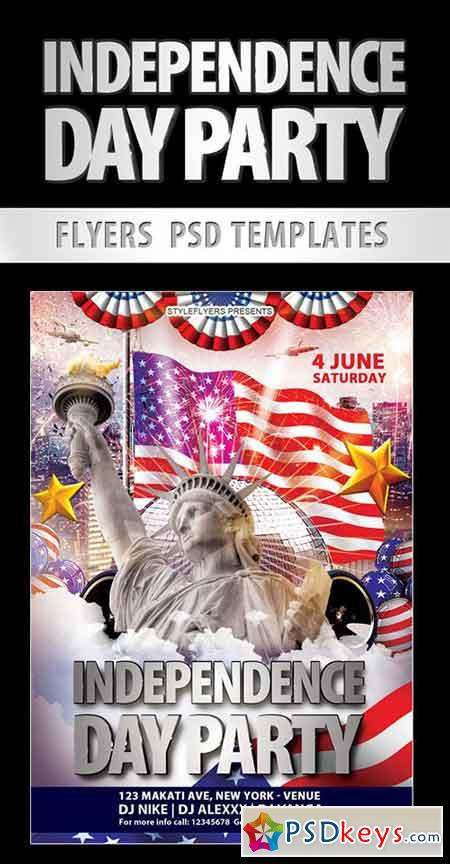 Independence Day Party
 Independence Day Party Flyer PSD Template Cover