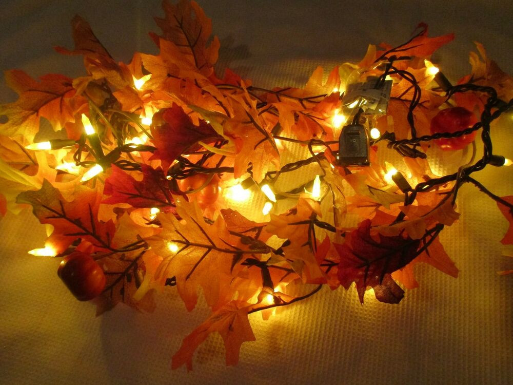 Lighted Thanksgiving Decor
 Fall Thanksgiving Maple Leaf LIGHTED Garland String Lights