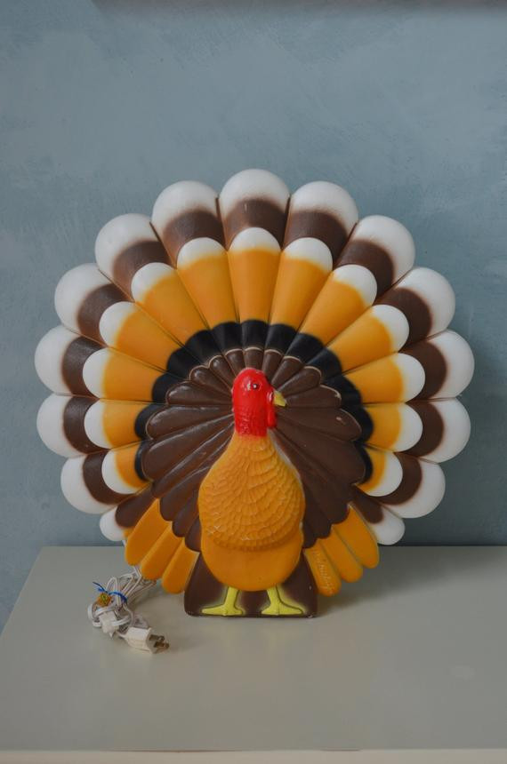 Lighted Thanksgiving Decor
 Vintage UNION DON FEATHERSTONE Turkey Blow Mold Light