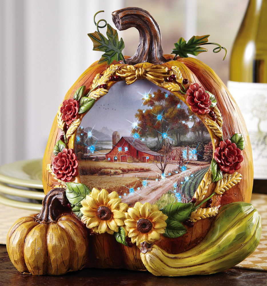 Lighted Thanksgiving Decor
 LED Lighted Country Harvest Pumpkin Fall Decoration