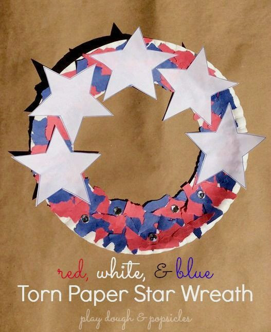 Memorial Day Crafts For Preschool
 Ripped Paper Star Wreath