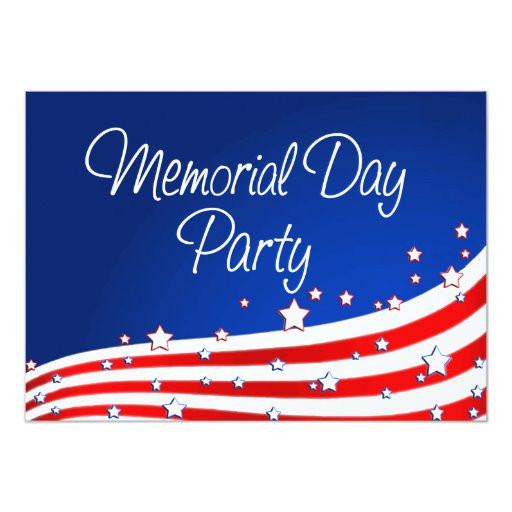 Memorial Day Party Invitation
 Flag and Background Memorial Day Party 5x7 Paper