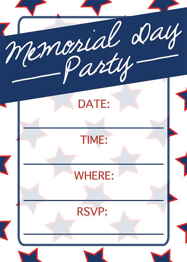Memorial Day Party Invitation
 Memorial Day Invitation