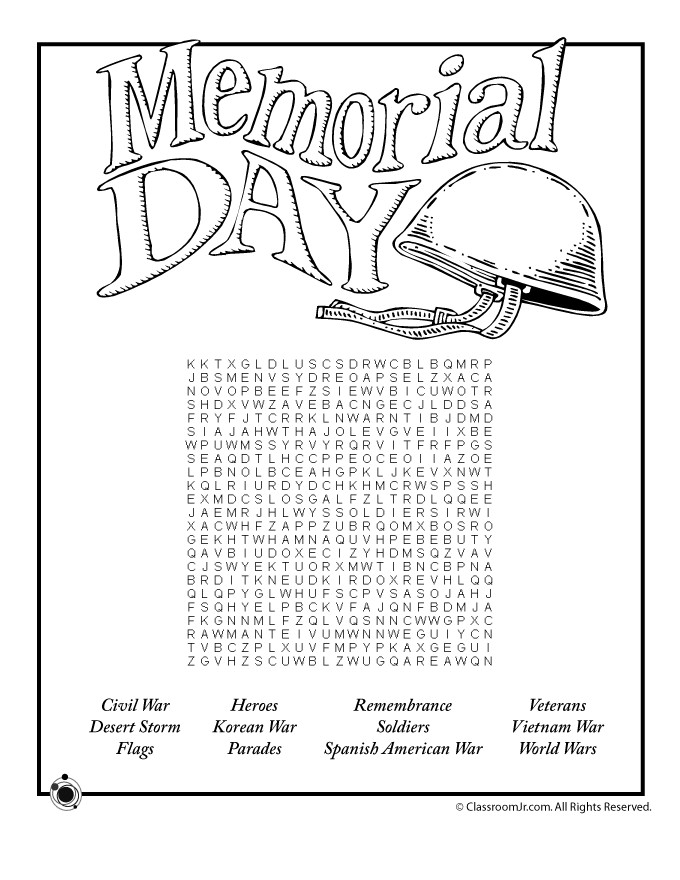 Memorial Day Printable Activities
 Memorial Day Worksheets for Kids Woo Jr Kids Activities