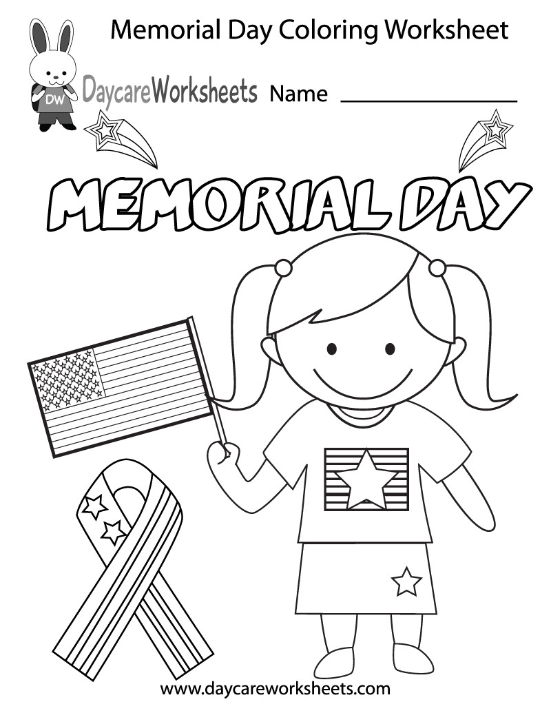 Memorial Day Printable Activities
 Free Preschool Memorial Day Coloring Worksheet