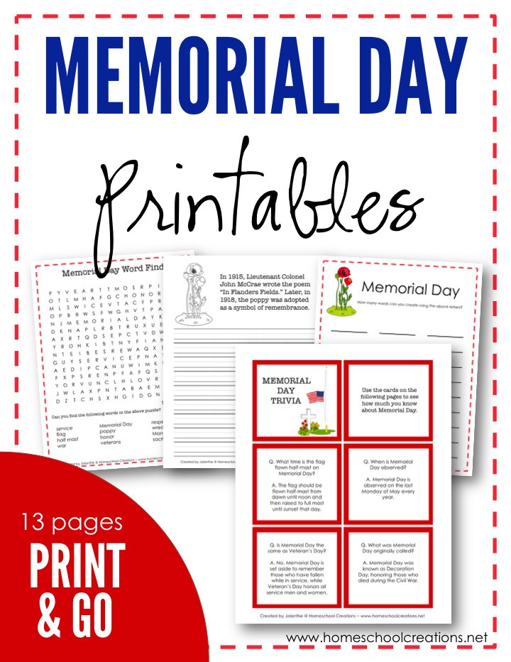 Memorial Day Printable Activities
 Memorial Day Printables