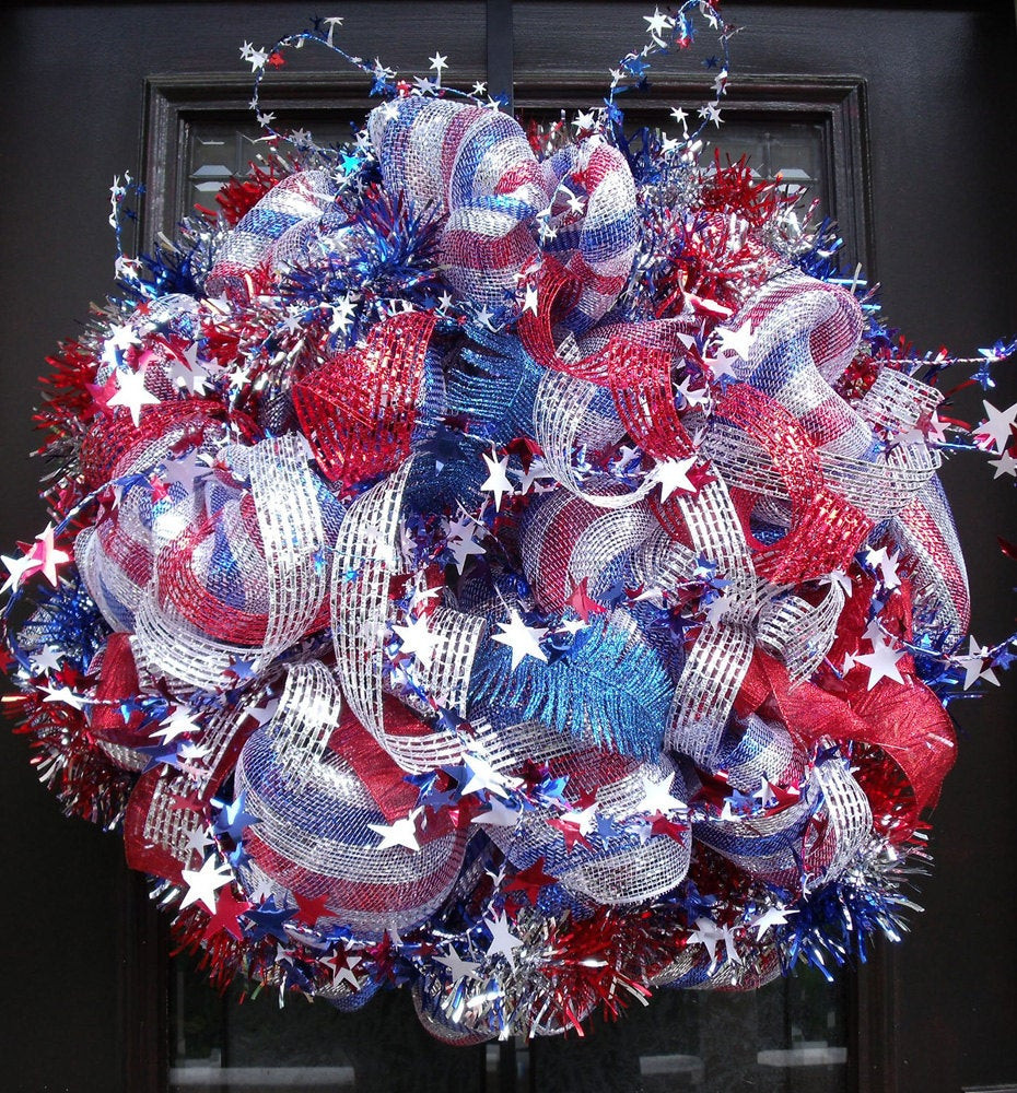Memorial Day Wreath Ideas
 Deco Mesh 4th of July Wreath Patriotic Wreath Patriotic Door