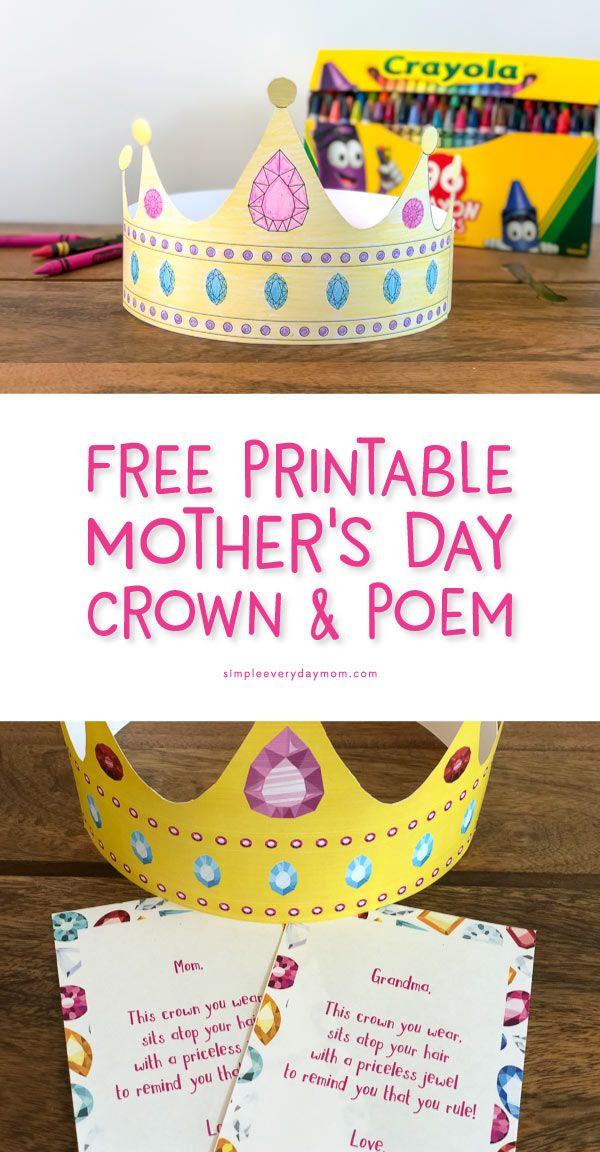 Mother's Day Activities For Kindergarten
 This Free Printable Mothers Day Crown Craft Is Easy & Cute