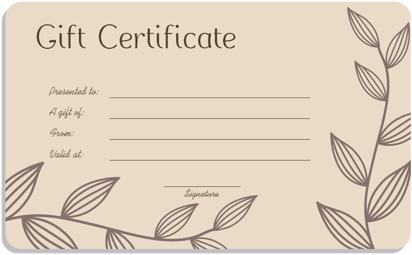 Mother's Day Gift Certificate Template Free Download
 Leaf Branches Art Gift Certificate Template
