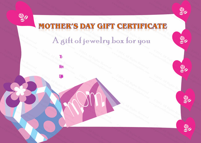 Mother's Day Gift Certificate Template Free Download
 Present Box Mother s Day Gift Certificate Template