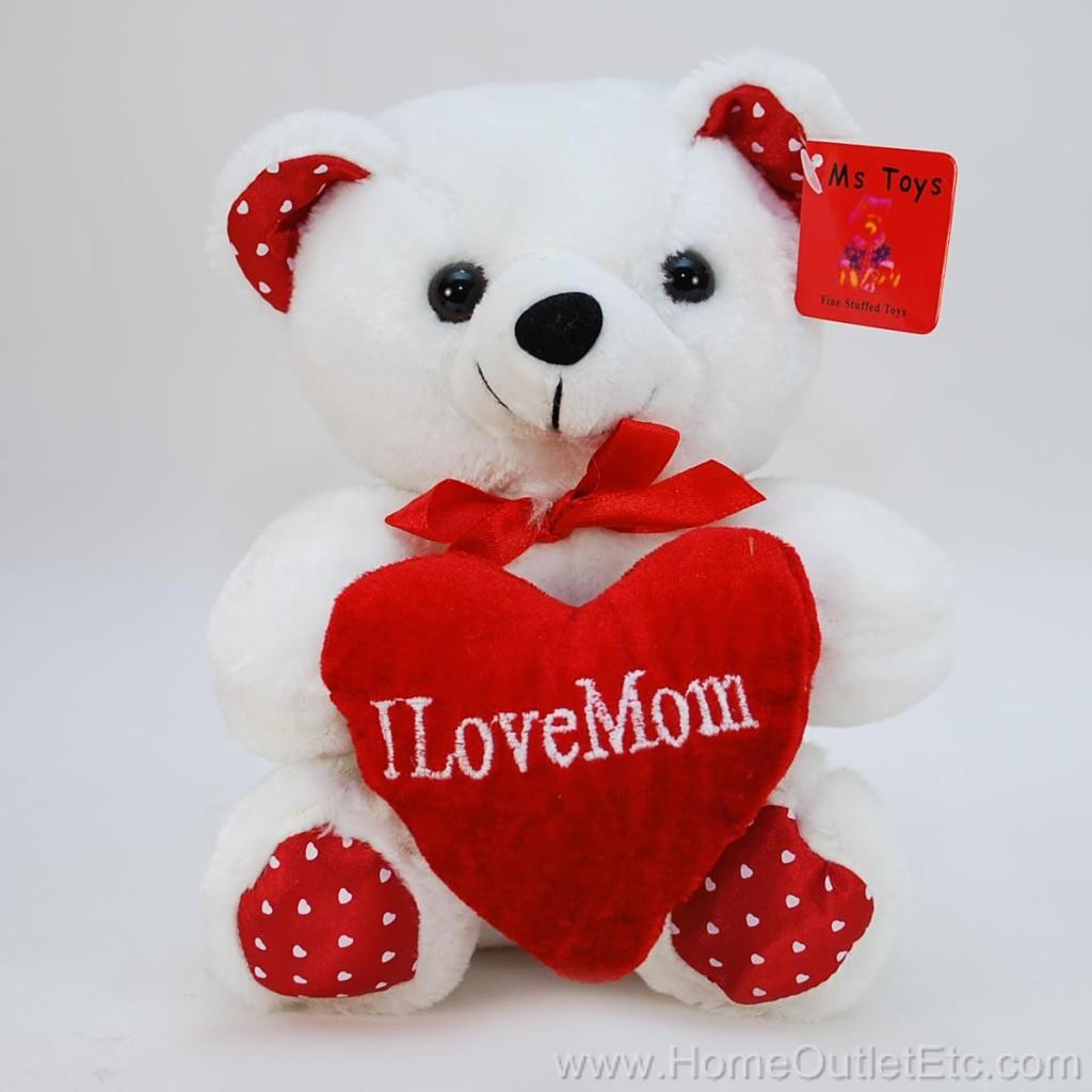 Mother's Day Gift From Toddler
 8" Plush I Love Mom Bear Red Heart Shaped Pillow Mother s