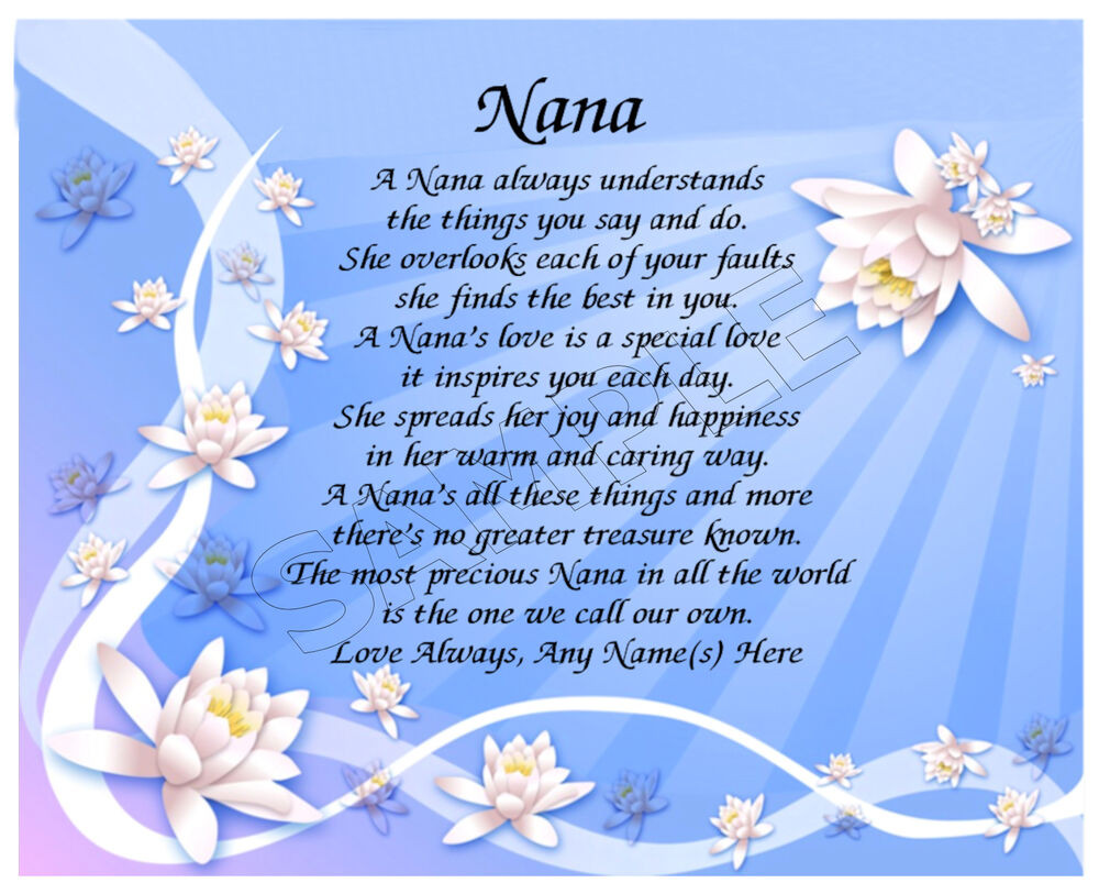 Mother's Day Quotes For Mom
 NANA PERSONALIZED PRINT POEM MEMORY BIRTHDAY MOTHER S DAY