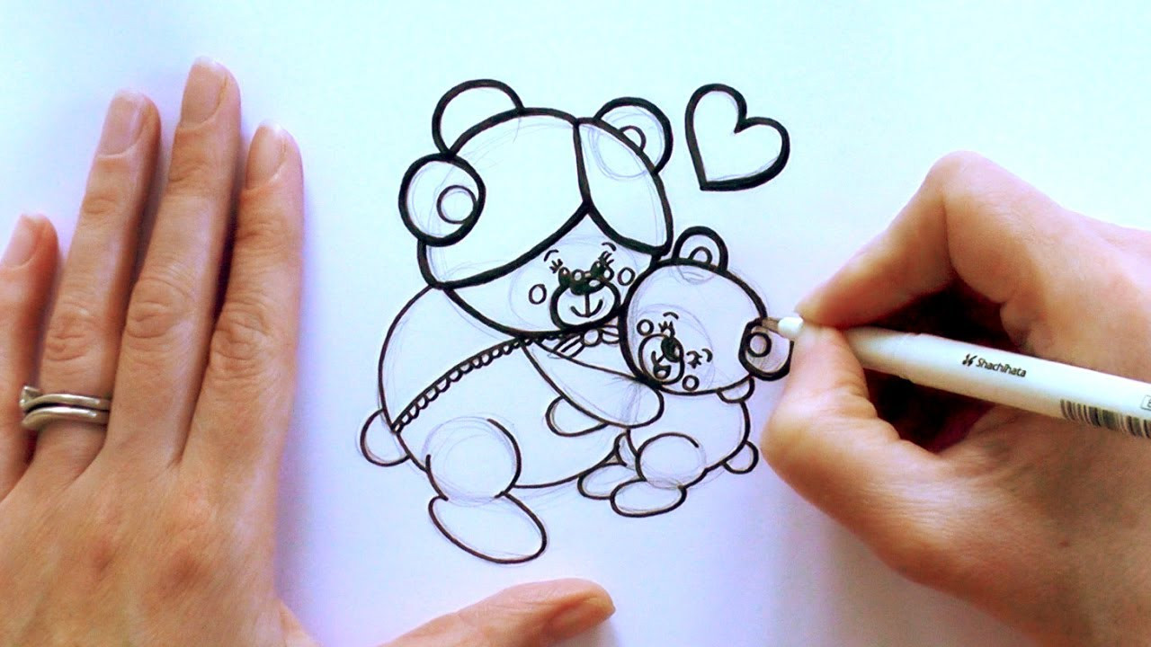 Mothers Day Drawing Ideas
 How to Draw a Cartoon Bear Hugging His Grandmother for