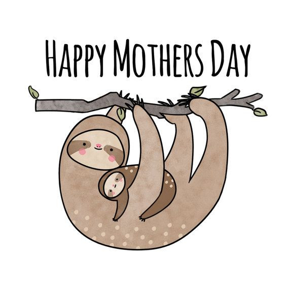 Mothers Day Drawing Ideas
 Happy Mothers Day Card Sloth Greeting Card Hand