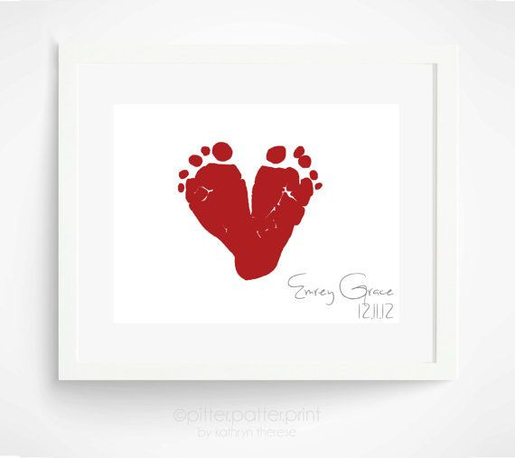 New Dad Valentines Day Gifts
 Valentines Day Gift for New Dad Red Heart Baby Footprint