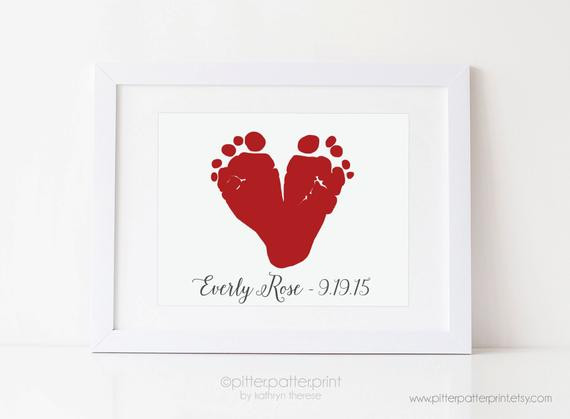 New Dad Valentines Day Gifts
 Valentines Day Gift for New Dad Red Heart Baby Footprint Art