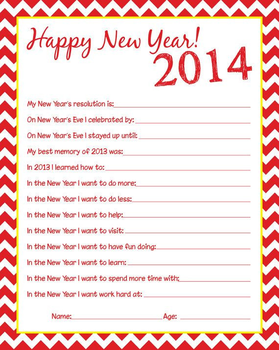 New Year Resolution Ideas For Students
 New Years keepsake for kids Download and have kids fill