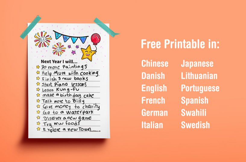 New Year Resolution Ideas For Students
 Multil Language Printable New Year Resolutions For Kids