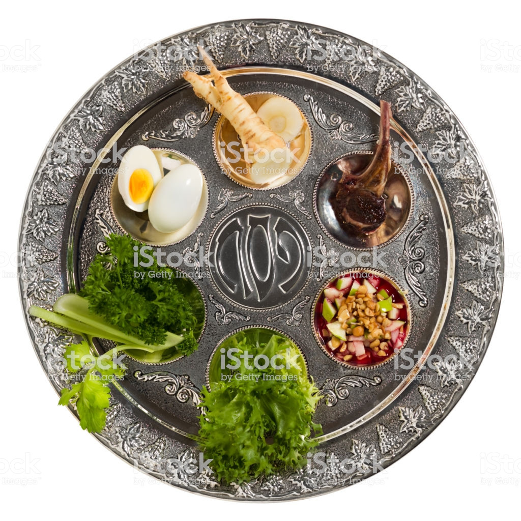Passover Seder Food
 Seder Plate With Traditional Food Isolated Stock