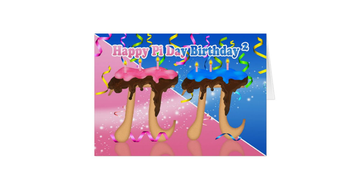 Pi Day Party Supplies
 Twins Birthday Cake Pi Day 3 14 March 14th Card