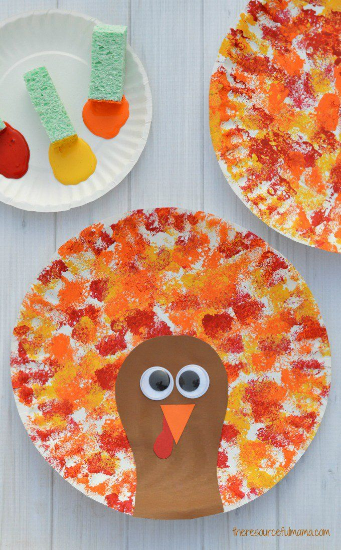 Prek Thanksgiving Crafts
 Sponge Painted Thanksgiving Turkey Craft