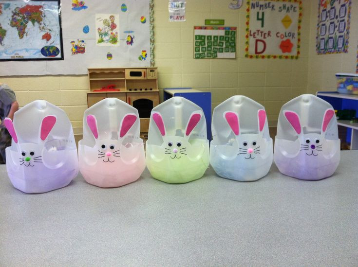 Preschool Easter Basket Ideas
 Easter baskets my toddlers made in preschool out of milk