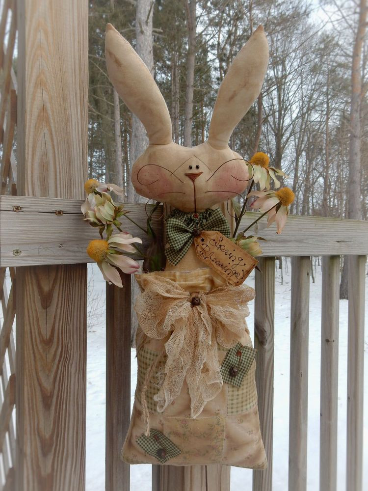 Primitive Spring Ideas
 FOLK Art PrimiTive Spring EasTer Bunny GruNgy RABBIT DOLL