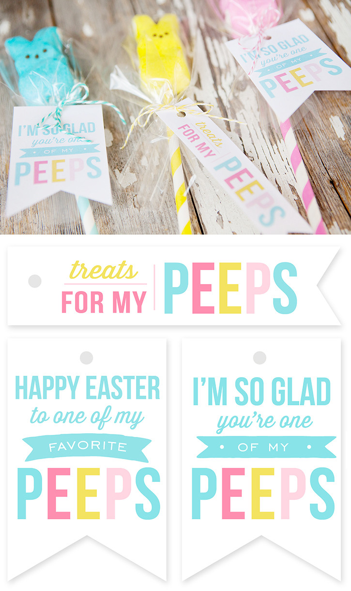 Printable Easter Gift Tags
 Peeps Pops with Free Printable Easter Gift Tags