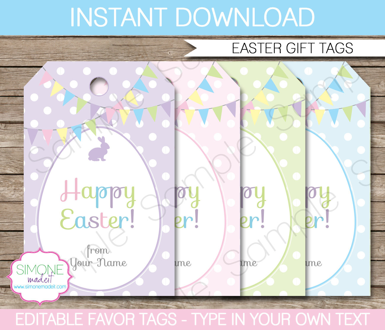 Printable Easter Gift Tags
 Easter Gift Tags or Easter Favor Tags INSTANT by SIMONEmadeit