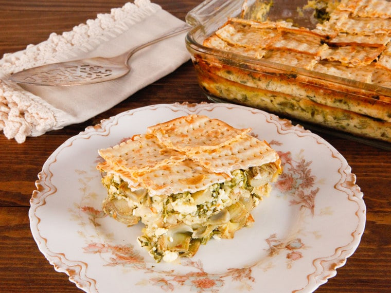 Recipe For Passover
 Spinach Feta & Artichoke Matzo Mina Recipe for Passover