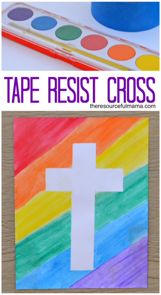 Religious Easter Crafts For Preschoolers
 Tape Resist Easter Cross Craft