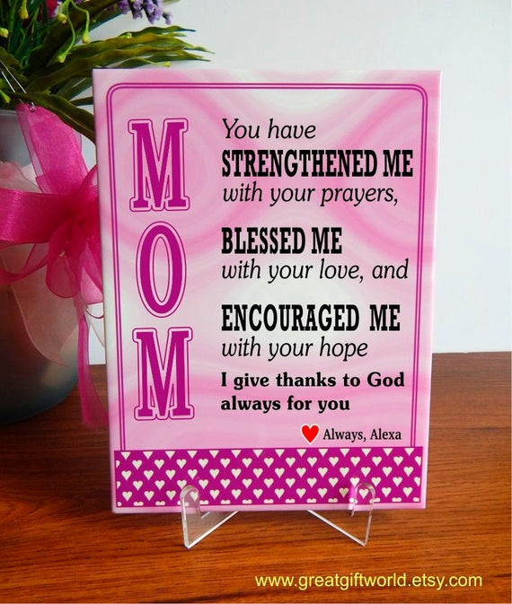 Religious Mothers Day Gift
 Christian Mom Keepsake Plaque Gift Religious Mother Thank you