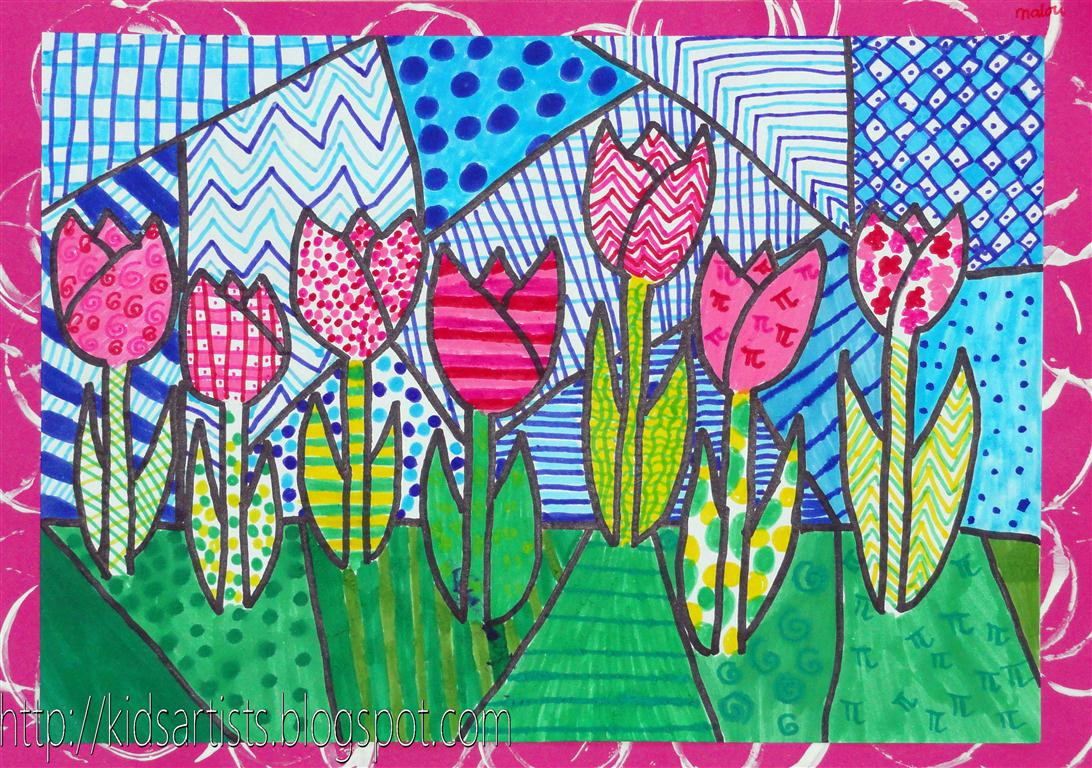 Spring Ideas Drawing
 Kids Artists In the style of Romero Britto