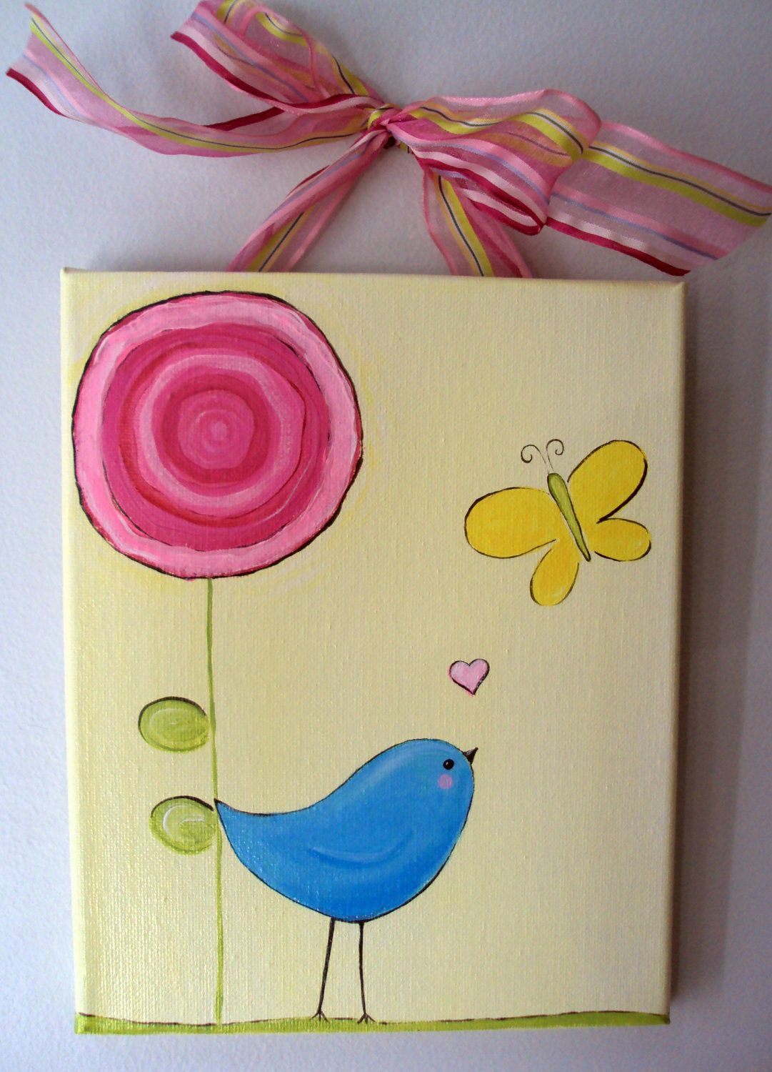 Spring Ideas Drawing
 Super Easy Peasy Spring bird flower butterfly canvas