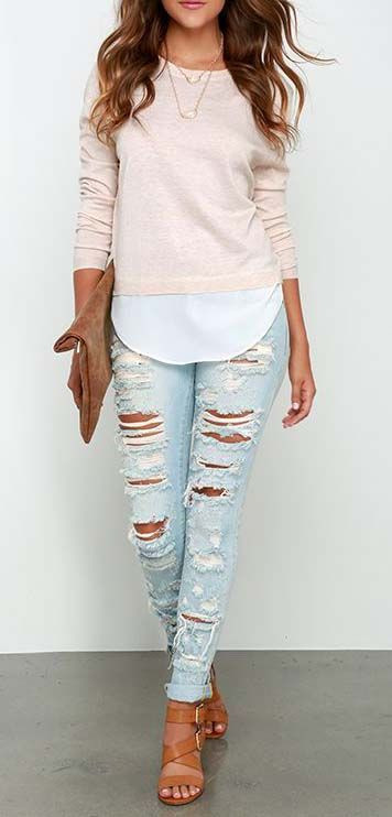 Spring Ideas Fashion
 Made My Day Peach Sweater Top