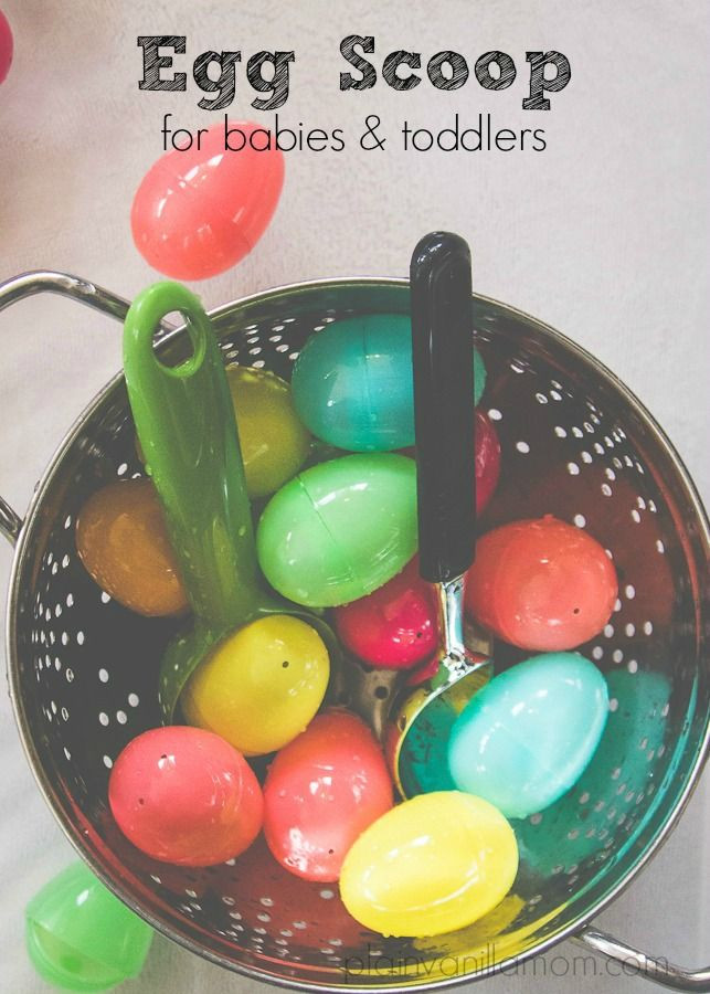 Spring Ideas For Babies
 Plastic Egg Scoop Activity