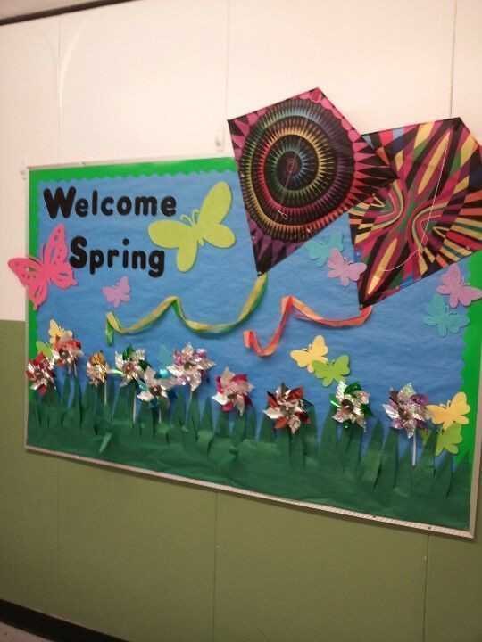 Spring Ideas For School
 Spring bulletin board idea Could do book covers for kites