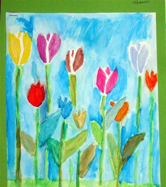 Spring Ideas Painting
 Kids Artists Tulips spring is ing