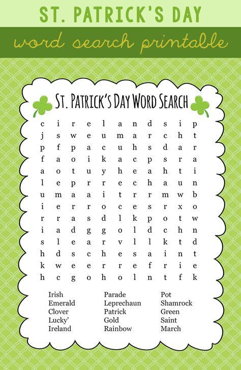 St Patrick's Day Activities For Adults
 FREE St Patrick s Day Word Search the kids love these