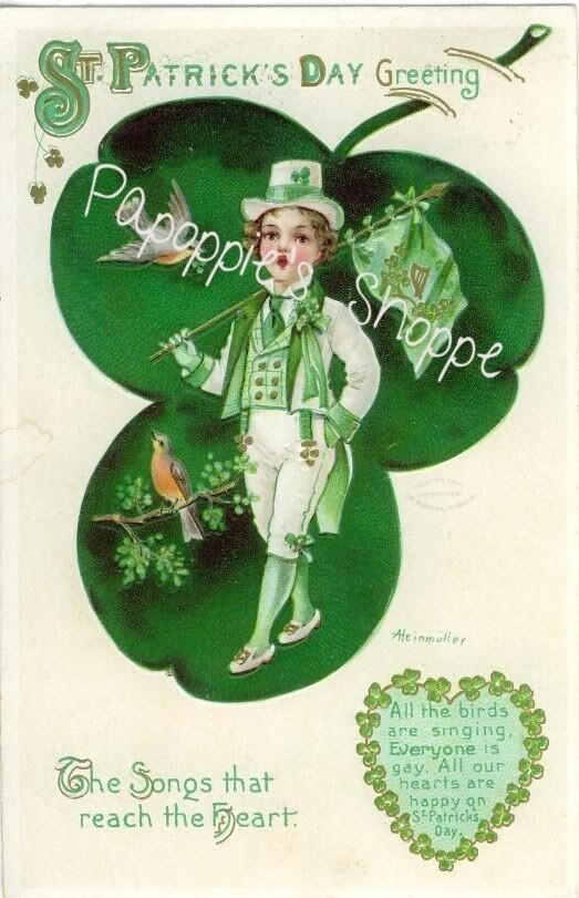 St Patrick's Day Craft
 St Patrick s Day Fabric Block Vintage Postcard on Fabric