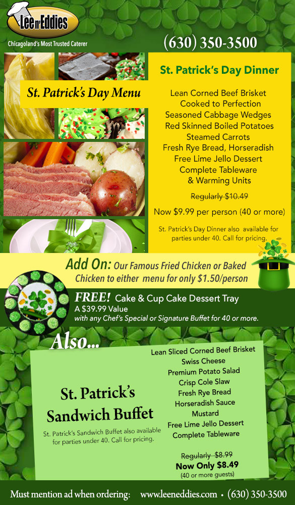 St Patrick's Day Food Specials
 Event Planning Blog Catering for Chicago Lee n Ed s