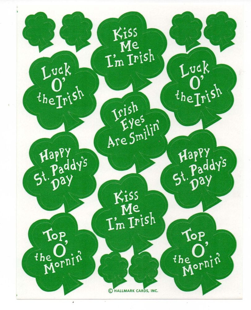 St Patrick's Day Greetings Quotes
 Vintage Hallmark Sticker ST PATRICK S DAY SHAMROCK