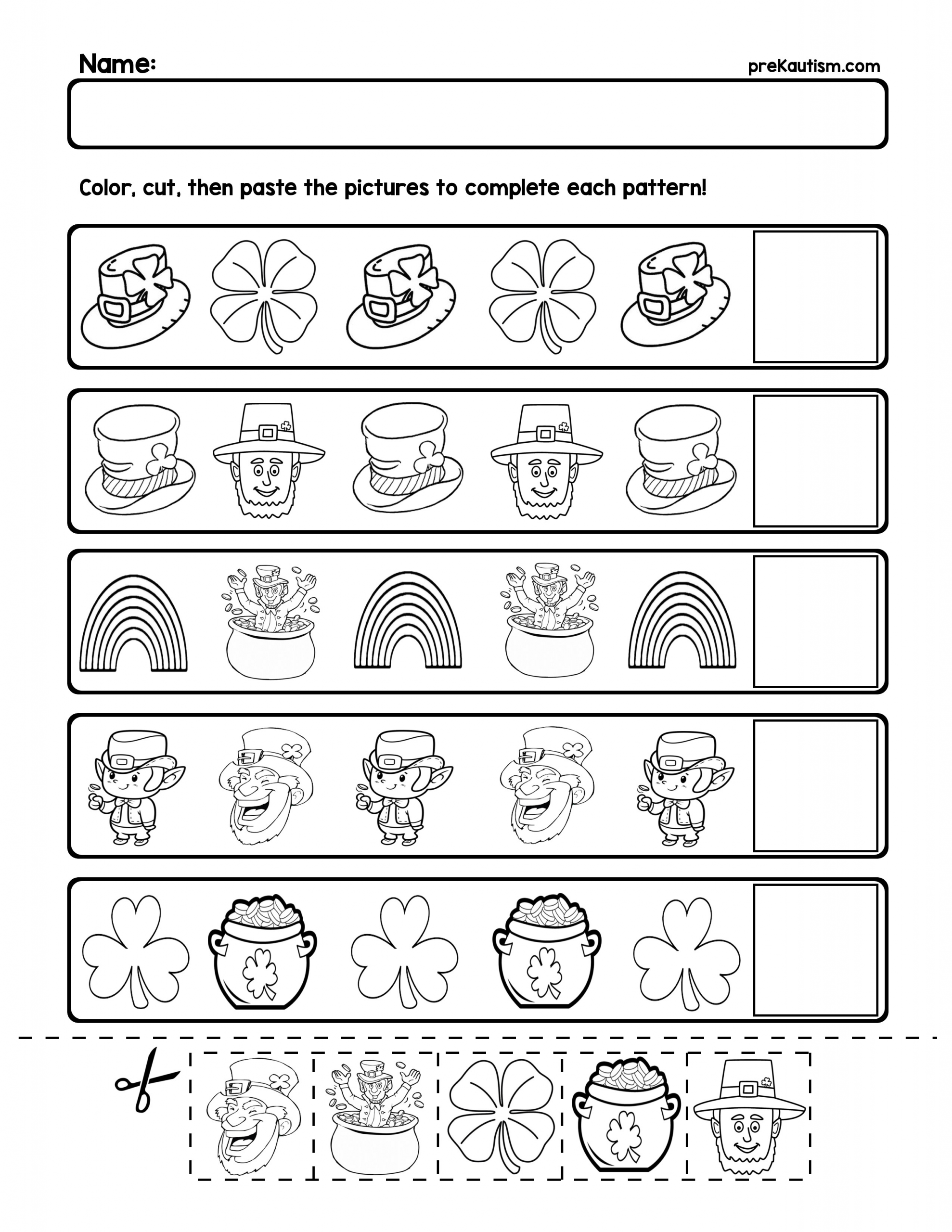 St Patrick's Day Math Activities
 FREE St Patrick s Day Pattern Worksheets
