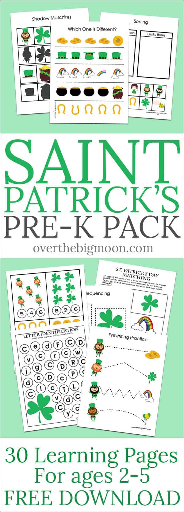St Patrick's Day Math Activities
 Saint Patrick s Day Pre K Pack Over the Big Moon