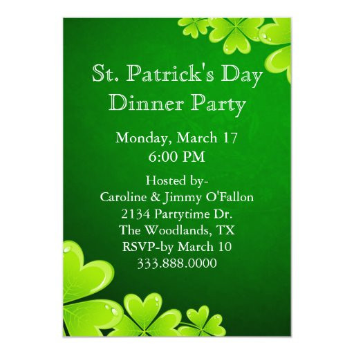 St Patrick's Day Party Invitations
 Green Shamrocks St Patrick s Day Invitation