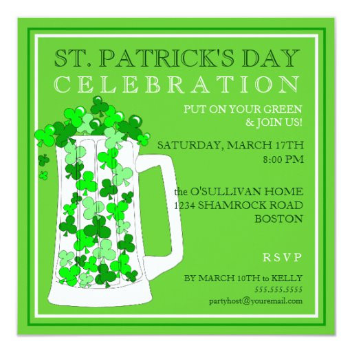 St Patrick's Day Party Invitations
 St Patricks Day Celebration Party Invitation