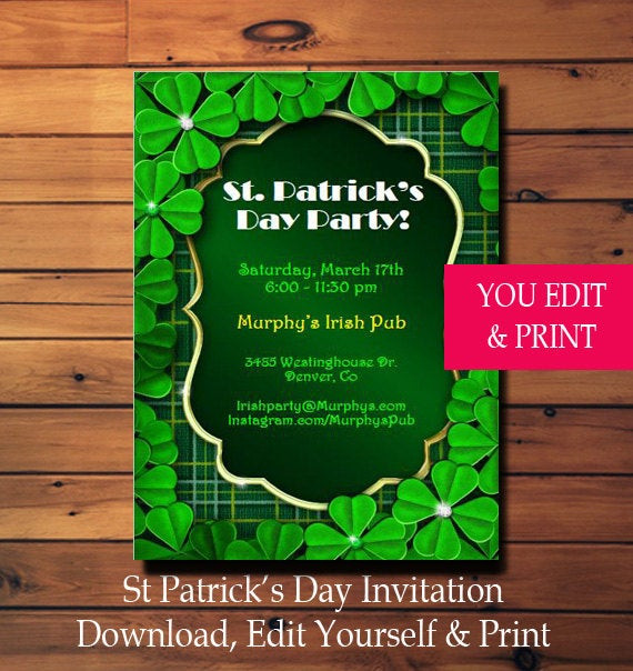 St Patrick's Day Party Invitations
 St Patricks Day Invitation St Patricks Day Party Invitation