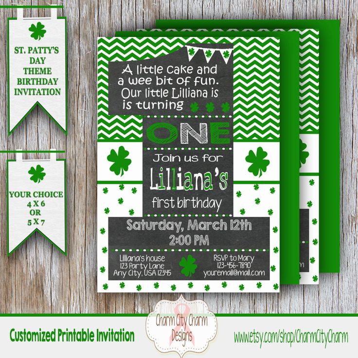 St Patrick's Day Party Invitations
 First Birthday Invitation St Patrick s Day Theme
