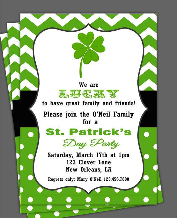 St Patrick's Day Party Invitations
 St Patrick s Day Invitation Printable or Printed with