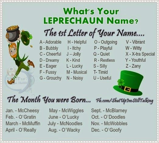 St Patrick's Day Party Names
 What s Your LEPRECHAUN Name St Patrick s Day